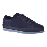 Lace-up in dark blue perforated suede
