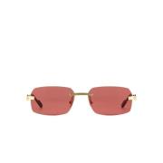 Guldfarvede firkantede solbriller med lyserøde spejllinser