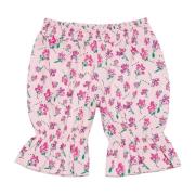 Brede ben bukser med pink blomster