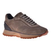 Lace-up in taupe perforated suede