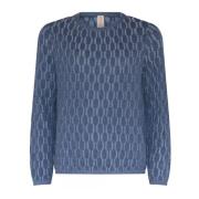 Indigo Cable Stitch O-Neck Pullover