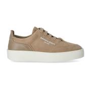 Beige Suede Sneaker med Gummilogo