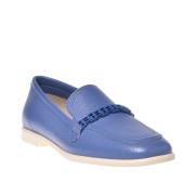 Loafer in blue tumbled leather