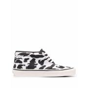 Hvide Leopard Print Mid-Top Sneakers