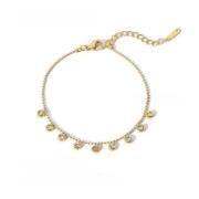 Joy Waterproof CZ Multi Crystal Chain Bracelet 18K Gold Plating