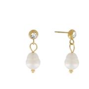 Joy Waterproof Post Pearl & CZ Earring 18K Gold Plating