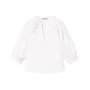 Blomstret Patch Poplin Bluse