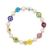 Women's Pearl Bracelet with Assorted Glass Beads