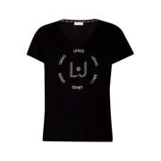 Liu Jo T-shirt med print og rhinsten - TA4137-J6040