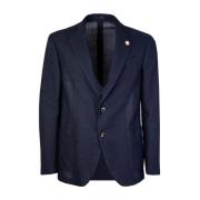 Blue Two-Button Cotton Jacket