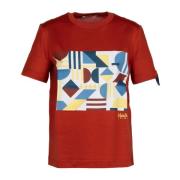 Geometrisk Print Rust Bomuld T-shirt