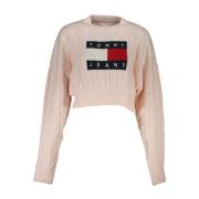 Broderet Crew Neck Sweater - Pink