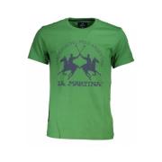 Grøn Bomuld T-Shirt, Korte Ærmer, Normal Pasform, Rund Hals, Print, Logo