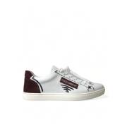 Hvid Bordeaux Læder Lav Top Sneakers