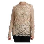 Beige Blonde Cashmere Langærmet Bluse