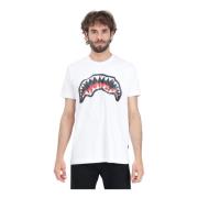 Hvid Crumpled Shark Mund Print T-shirt