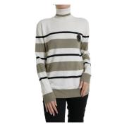 Multifarvet Stribet Uld Turtleneck Sweater