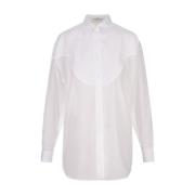 Hvid Oversize Skjorte med Frontal Applikation
