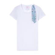 Hvid Jersey T-shirt med Bånddetaljer