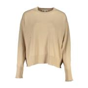 Beige Crew Neck Sweater Kontrastdetaljer