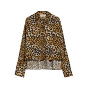 Leopard Print Cotton Twill Skjorte