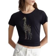 Luksus Giraf Print T-Shirt Nero