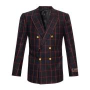 Uld Flannel Blazer med Broderet Logo Patch