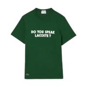 Bomuld Jersey T-shirt med Piqué Slogan