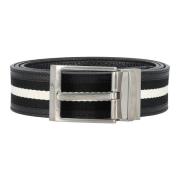 Grained Leather and Fabric Belt