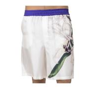 Blomstret silke Bermuda shorts