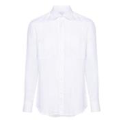 Hvid Linnedskjorte med Indsæt Design