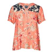 Francy Sia Bluse - Blomstret Grafisk Print