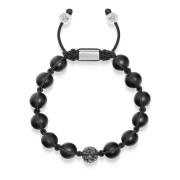 Men's Black Diamond Beaded Bracelet with Matte Onyx and Sterling Silver