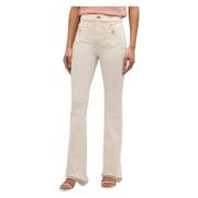 Flare Jeans Høj Talje Creme