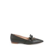 Elegant Læder Ballerina Flats med Bue