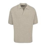 Beige Boucle Strikket Polo Skjorte