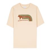 Ræv Motiv Beige Bomuld T-shirt