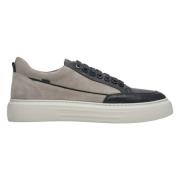 Herre Grå & Sort Velour Lav-Top Sneakers ER00113449