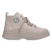 Kvinders Beige Læder High-Top Sneakers ER00113468