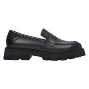 Kvinders Sorte Læder Loafers ER00113813