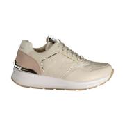 Beige Sneaker med Logo Print