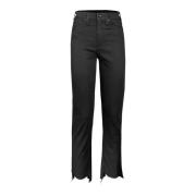 Højtaljet Skinny Frayed Sort Jeans