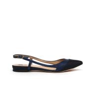 Blå Læder og Lurex Slingback