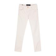 Broderet Logo Slim Fit Hvide Jeans