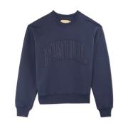 Navy Crew Neck Sweatshirt med Applique