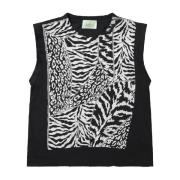 Zebra Print Ærmeløs T-shirt