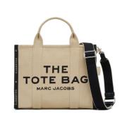 Beige Logo Broderet Tote Taske