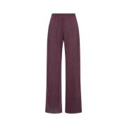 Aubergine Lurex Flared High Waist Bukser