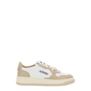 Beige Perforerede Sneakers Snørebånd Gummisål