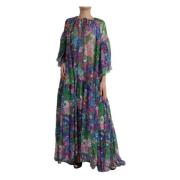 Blomstret Silke Kaftan Maxi Kjole